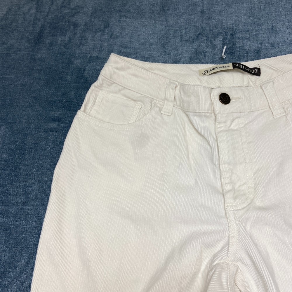 St. John's Bay Stretch Bootcut Corduroy Pants Womens 4 White Cotton Mid Rise - Picture 5 of 16